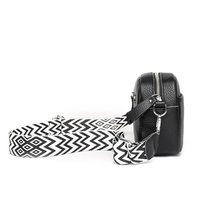 Black Women's Genuine Leather Crossbody Purse - Modern Chic Design - skyjackerz