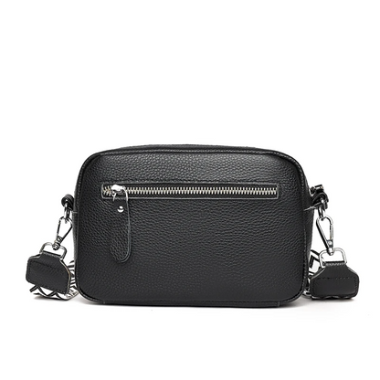 Black Women's Genuine Leather Crossbody Purse - Modern Chic Design - skyjackerz