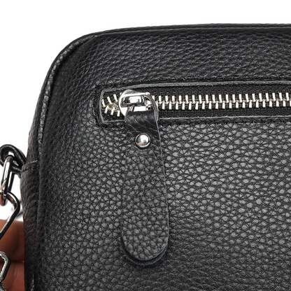 Black Women's Genuine Leather Crossbody Purse - Modern Chic Design - skyjackerz