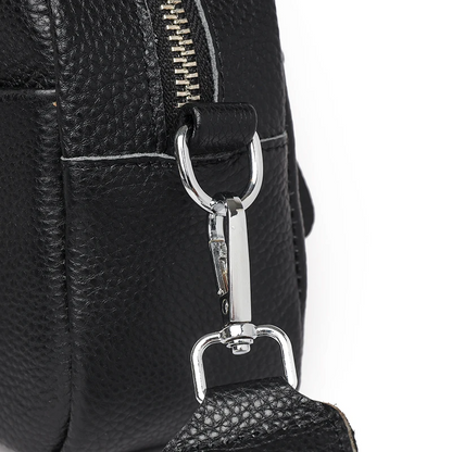 Black Women's Genuine Leather Crossbody Purse - Modern Chic Design - skyjackerz