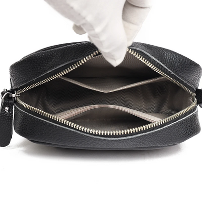 Black Women's Genuine Leather Crossbody Purse - Modern Chic Design - skyjackerz