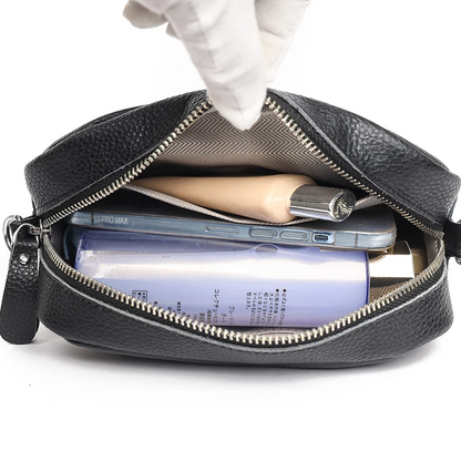 Black Women's Genuine Leather Crossbody Purse - Modern Chic Design - skyjackerz