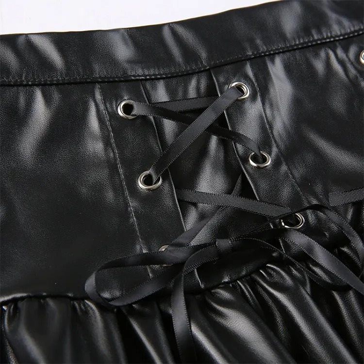 Women Leather Gothic Mini Skirt - skyjackerz