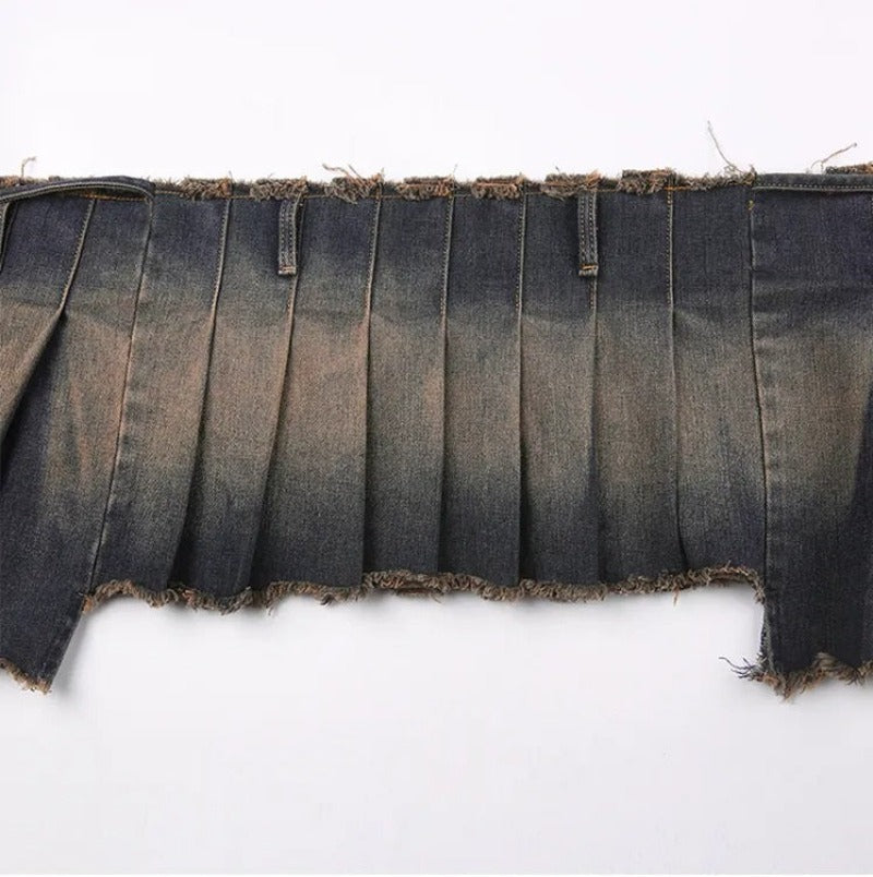 Women Leather Drawstring Pleated Skirt - skyjackerz