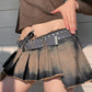 Women Leather Drawstring Pleated Skirt - skyjackerz