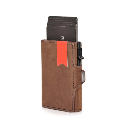 Brown QuickFlip Leather Card Wallet - skyjackerz