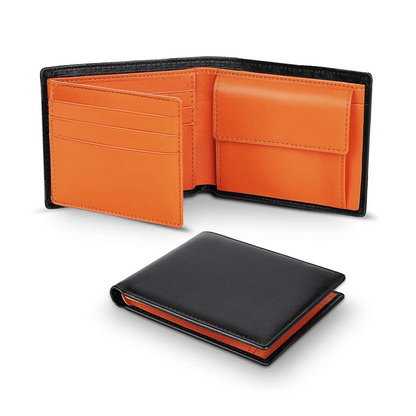 Black-Orange EliteGuard Men's Leather Wallet - skyjackerz