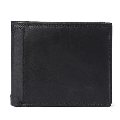 Black Patchwork VintageGuard Men's Leather Wallet - skyjackerz