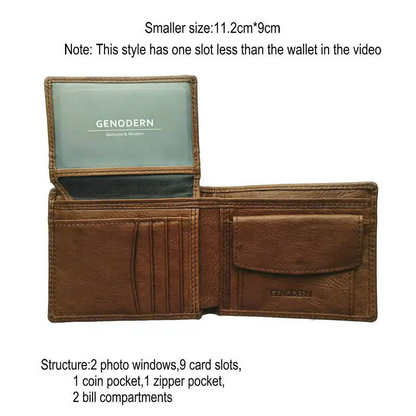 Brown (Compact) VintageGuard Men's Leather Wallet - skyjackerz