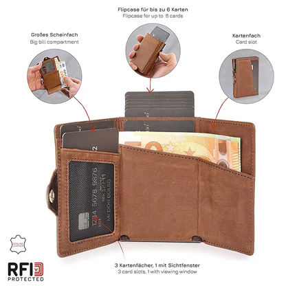 Black QuickFlip Leather Card Wallet - skyjackerz
