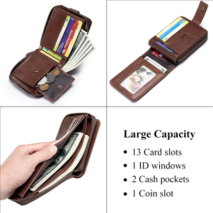 Black Traveler Men's Leather Wallet - skyjackerz