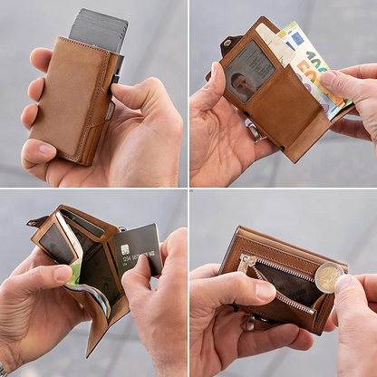 Black QuickFlip Leather Card Wallet - skyjackerz