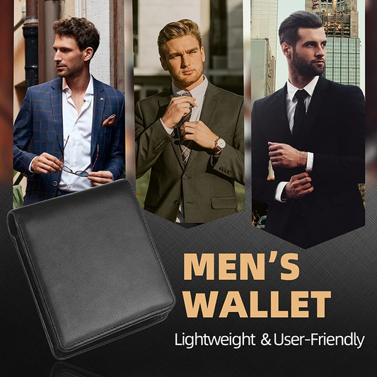 Black EliteGuard Men's Leather Wallet - skyjackerz