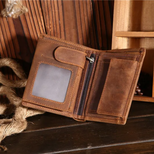 Red-Brown Heritage Men's Leather Wallet - skyjackerz