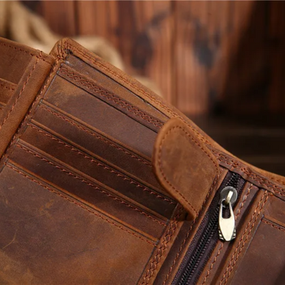 Red-Brown Heritage Men's Leather Wallet - skyjackerz
