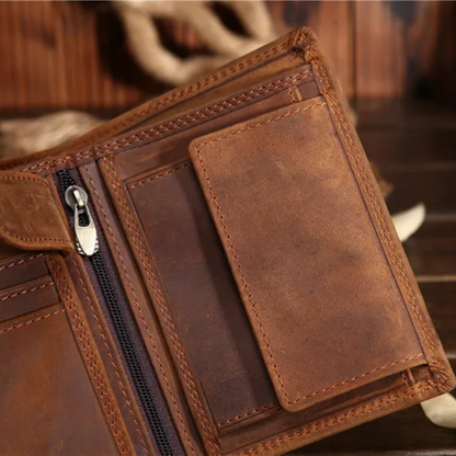 Red-Brown Heritage Men's Leather Wallet - skyjackerz