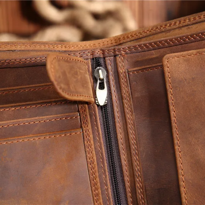 Red-Brown Heritage Men's Leather Wallet - skyjackerz