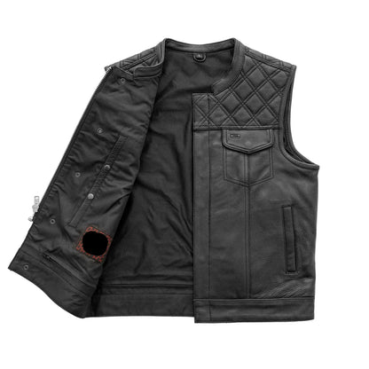 Black / Small Downside Men's Club Style Leather Vest - skyjackerz