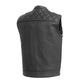 Black / Small Downside Men's Club Style Leather Vest - skyjackerz