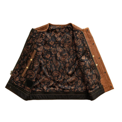 Cognac / Small DUST DEVIL - Men's Club Style Leather Vest - skyjackerz