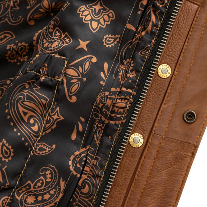 Cognac / Small DUST DEVIL - Men's Club Style Leather Vest - skyjackerz