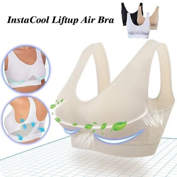 FOLENZU Stainlesh Breathable Cool Lift up Air Bra for Women Plus