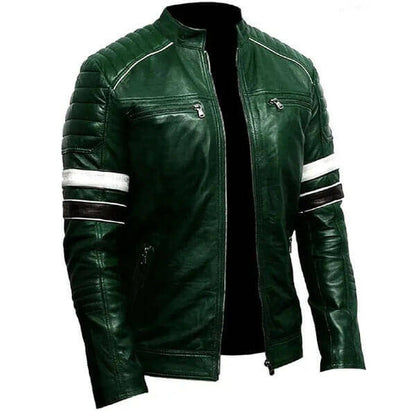 Men's Green Biker Leather Jacket