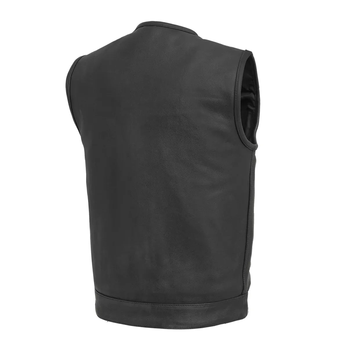 Black / Small Highside Men's Motorcycle Leather Vest - skyjackerz