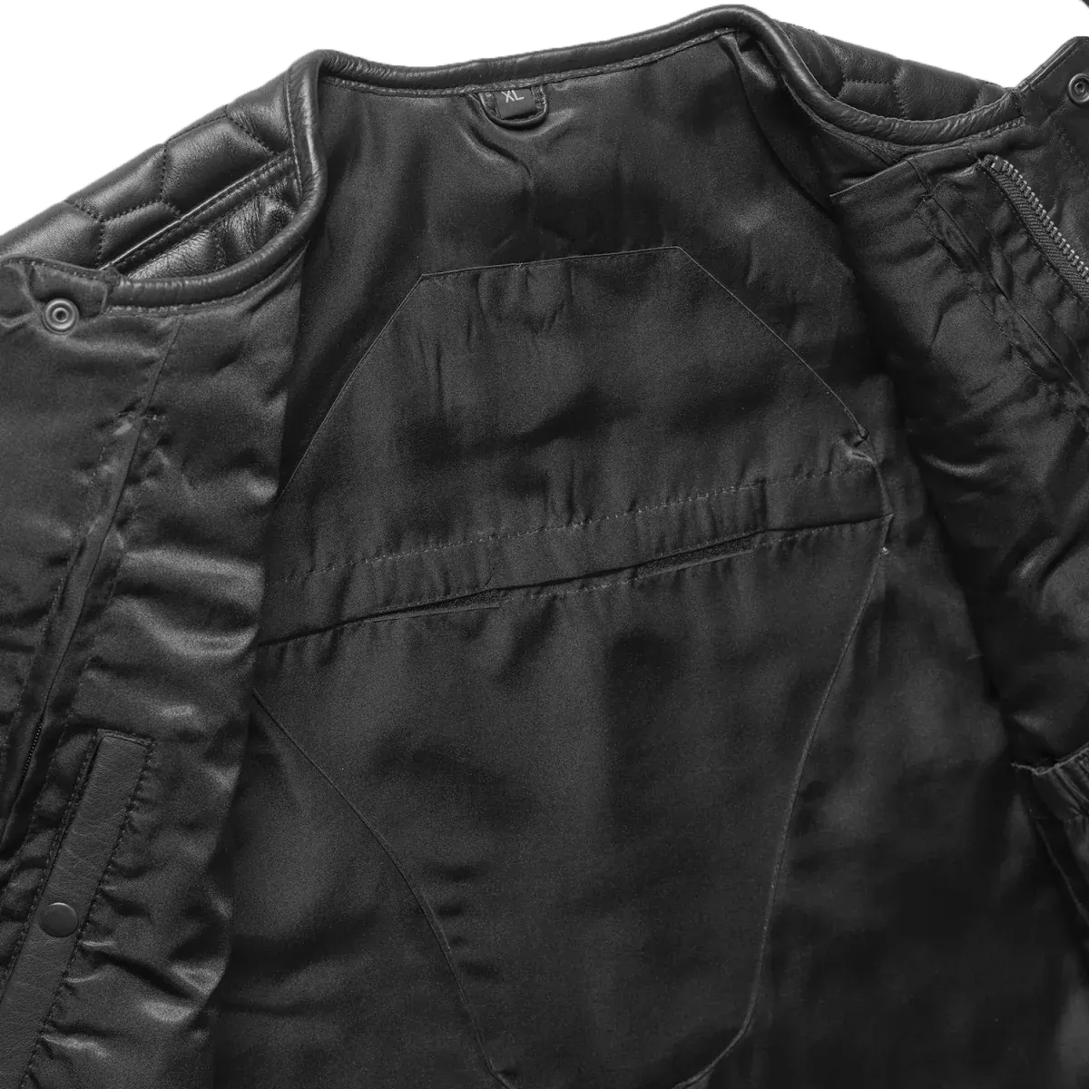 White / Small Hornet Men's Club Style Leather Vest - skyjackerz