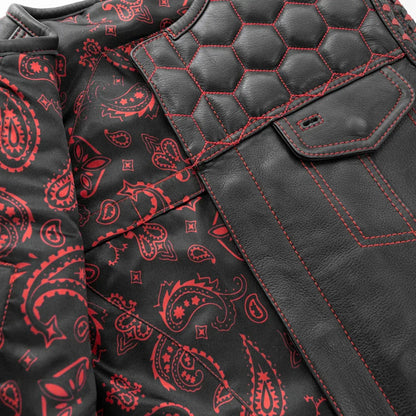 White / Small Hornet Men's Club Style Leather Vest - skyjackerz