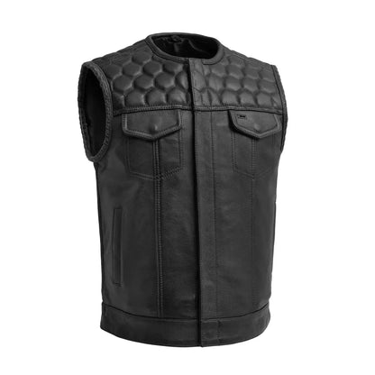 Black / Small Hornet Men's Club Style Leather Vest - skyjackerz