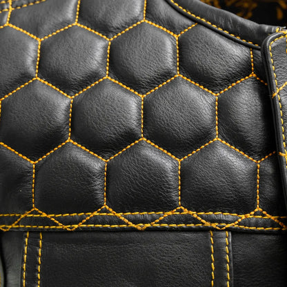 White / Small Hornet Men's Club Style Leather Vest - skyjackerz