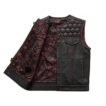 White / Small Hornet Men's Club Style Leather Vest - skyjackerz