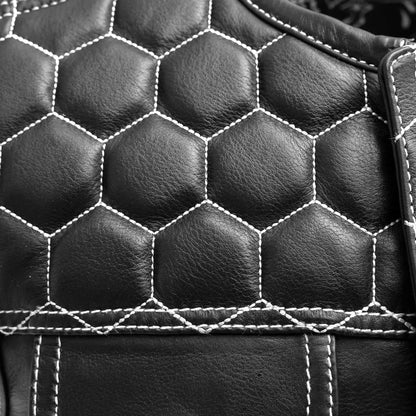 White / Small Hornet Men's Club Style Leather Vest - skyjackerz