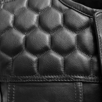 White / Small Hornet Men's Club Style Leather Vest - skyjackerz