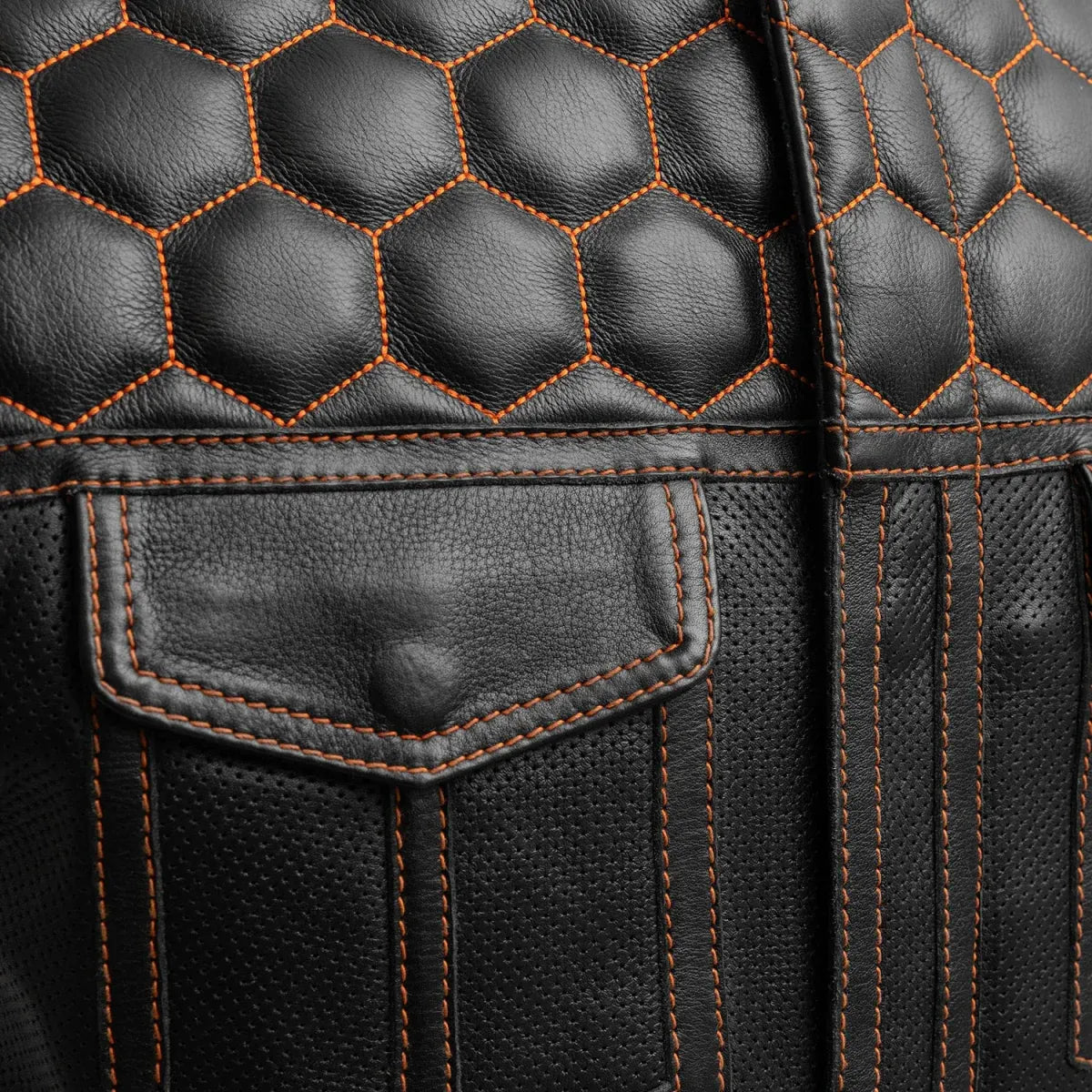 Black - White / Small Hornet Perforated - Men's Club Style Leather Vest - skyjackerz