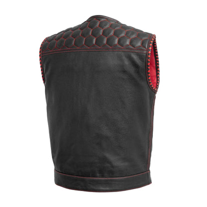 Black - White / Small Hornet Perforated - Men's Club Style Leather Vest - skyjackerz