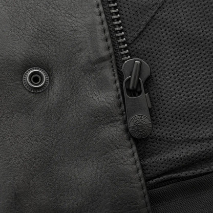 Black / Small Hotshot Men's Motorcycle Leather Vest - skyjackerz