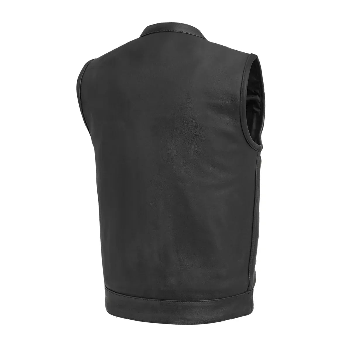 Black / Small Hotshot Men's Motorcycle Leather Vest - skyjackerz