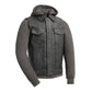 Grey / Small Kent Men's Motorcycle Leather Vest with Sweatshirt - skyjackerz