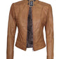 X Small Women Camel Racer Jacket - skyjackerz