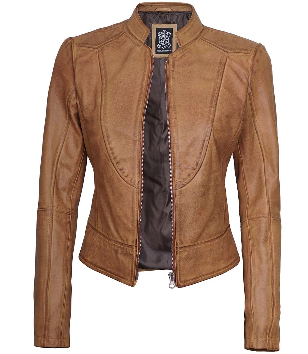 X Small Women Camel Racer Jacket - skyjackerz