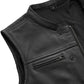 Black / Small Lowside - Men's Platinum Leather Motorcycle Vest - skyjackerz