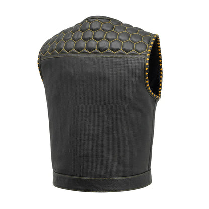 Small Lowside Hornet Perforated Men's Leather Vest - skyjackerz