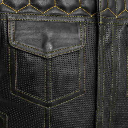 Small Lowside Hornet Perforated Men's Leather Vest - skyjackerz