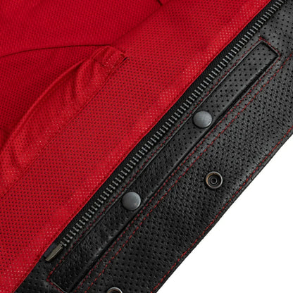 Red / Small Lowside Men's Perforated Motorcycle Leather Vest - skyjackerz