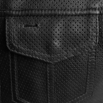Red / Small Lowside Men's Perforated Motorcycle Leather Vest - skyjackerz