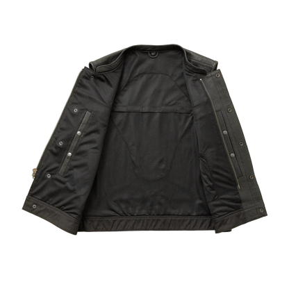 Red / Small Lowside Men's Perforated Motorcycle Leather Vest - skyjackerz
