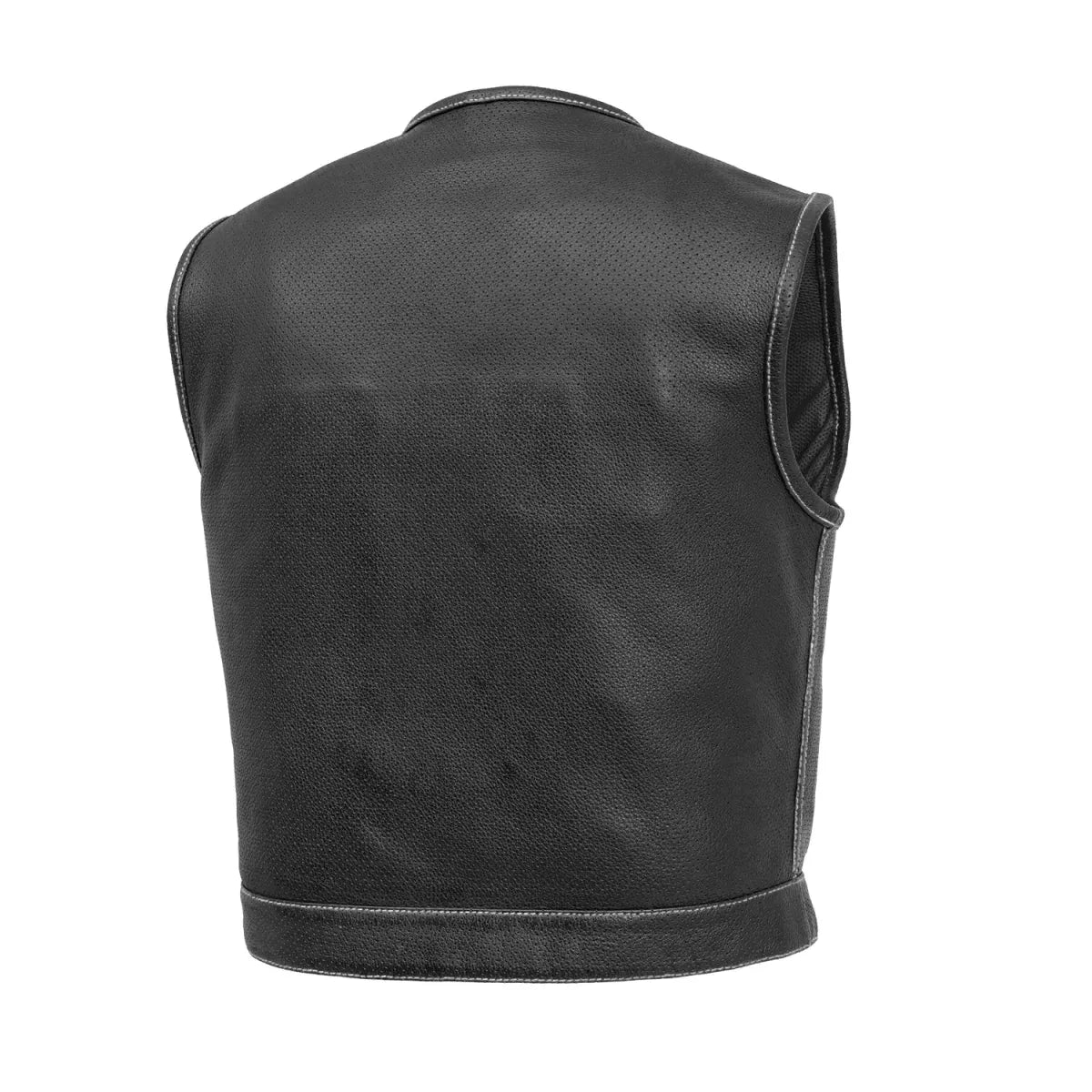 Red / Small Lowside Men's Perforated Motorcycle Leather Vest - skyjackerz