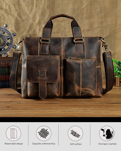 Attache Portfolio Leather Laptop Bag For Men - skyjackerz